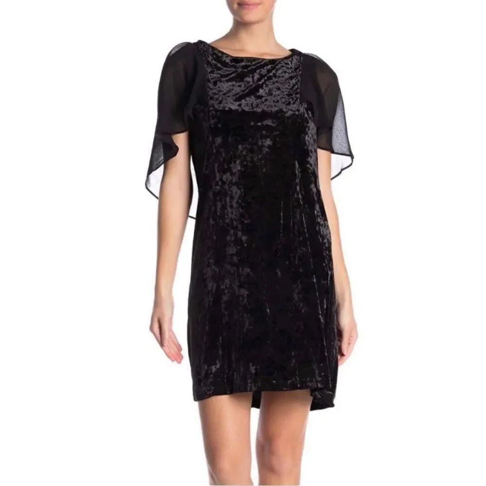 B Collection By BOBEAU Pery Flutter Sleeve Velvet Dress XS